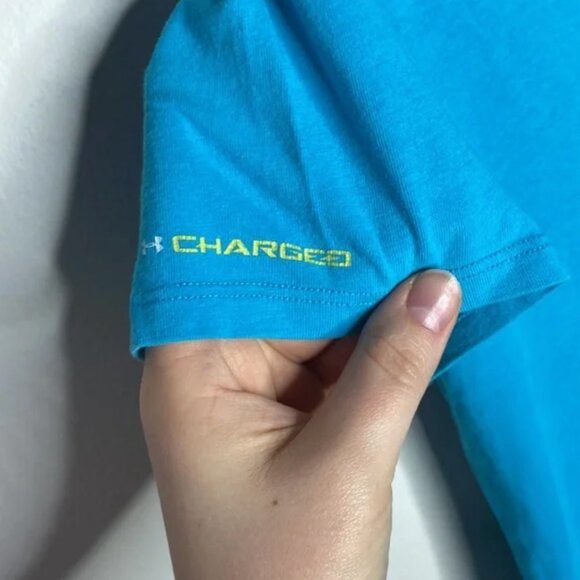 Under Armour XS Blue Charged Cotton Semi-fitted Heather Athletic T-Shirt - Picture 6 of 10